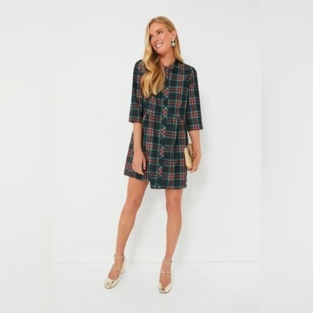 Tuckernuck Green Plaid Mini Dress with Red and Navy Accents